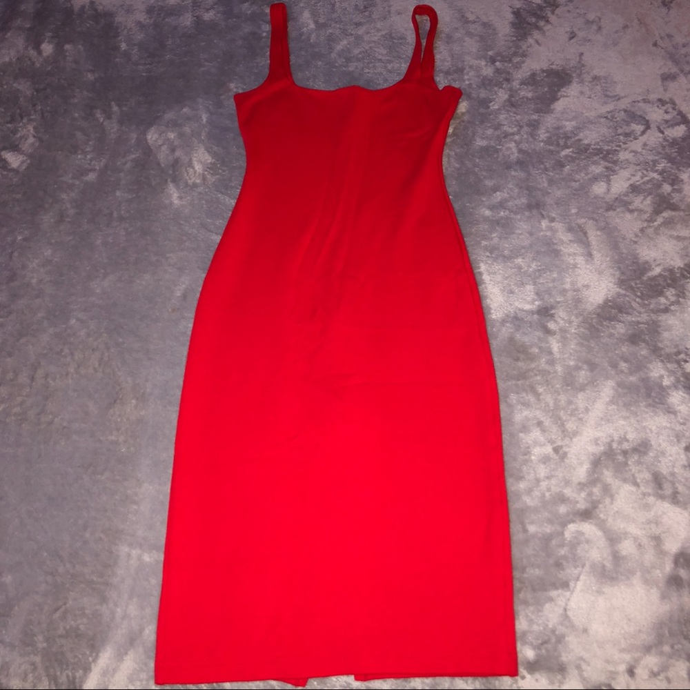 Red American Apparel midi stretchy tight dress